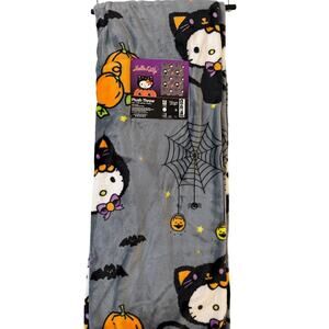 Hello Kitty Halloween Throw Blanket Gray 50"x70" CAT Costume Pumpkins Bats BOO!